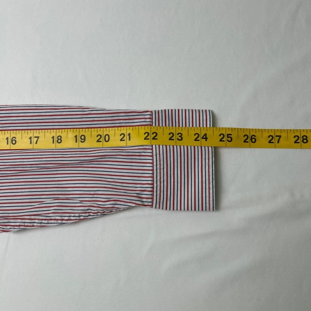 Banana Republic Mens Striped Soft-Wash Button Down Shirt Size S Red White Blue